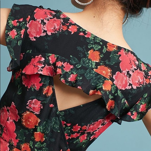 PLENTY TRACY REESE Laurete Floral Ruffle Cutout Wide Leg Jumpsuit in Black - Picture 4 of 14